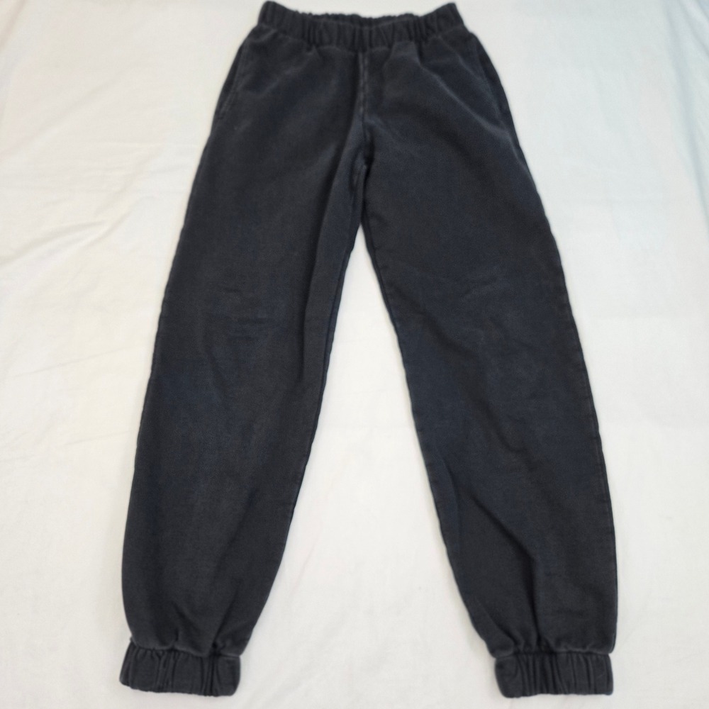 Brandy Melville Black Joggers Sweatpants ONE SIZE Fleece Lined Washed Charcoal